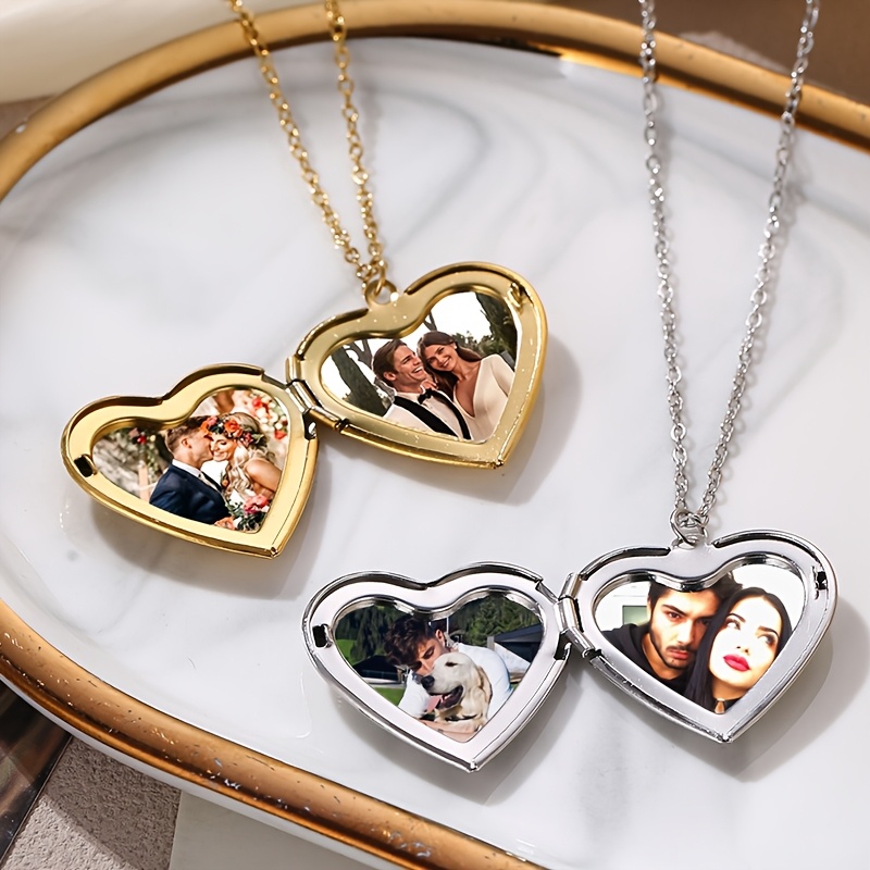 Customized Photo Heart-Shaped Necklace for Couples